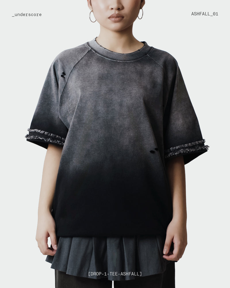 Oversized Distressed Tee in Ashfall
