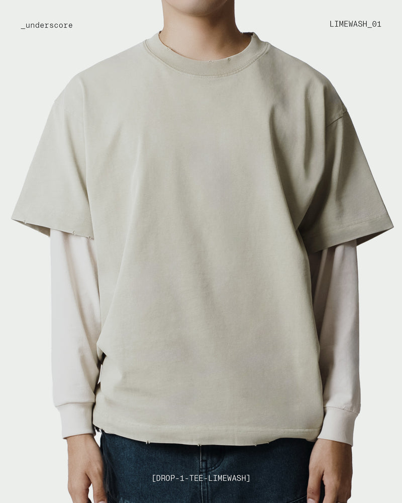 Oversized Distressed Tee in Limewash