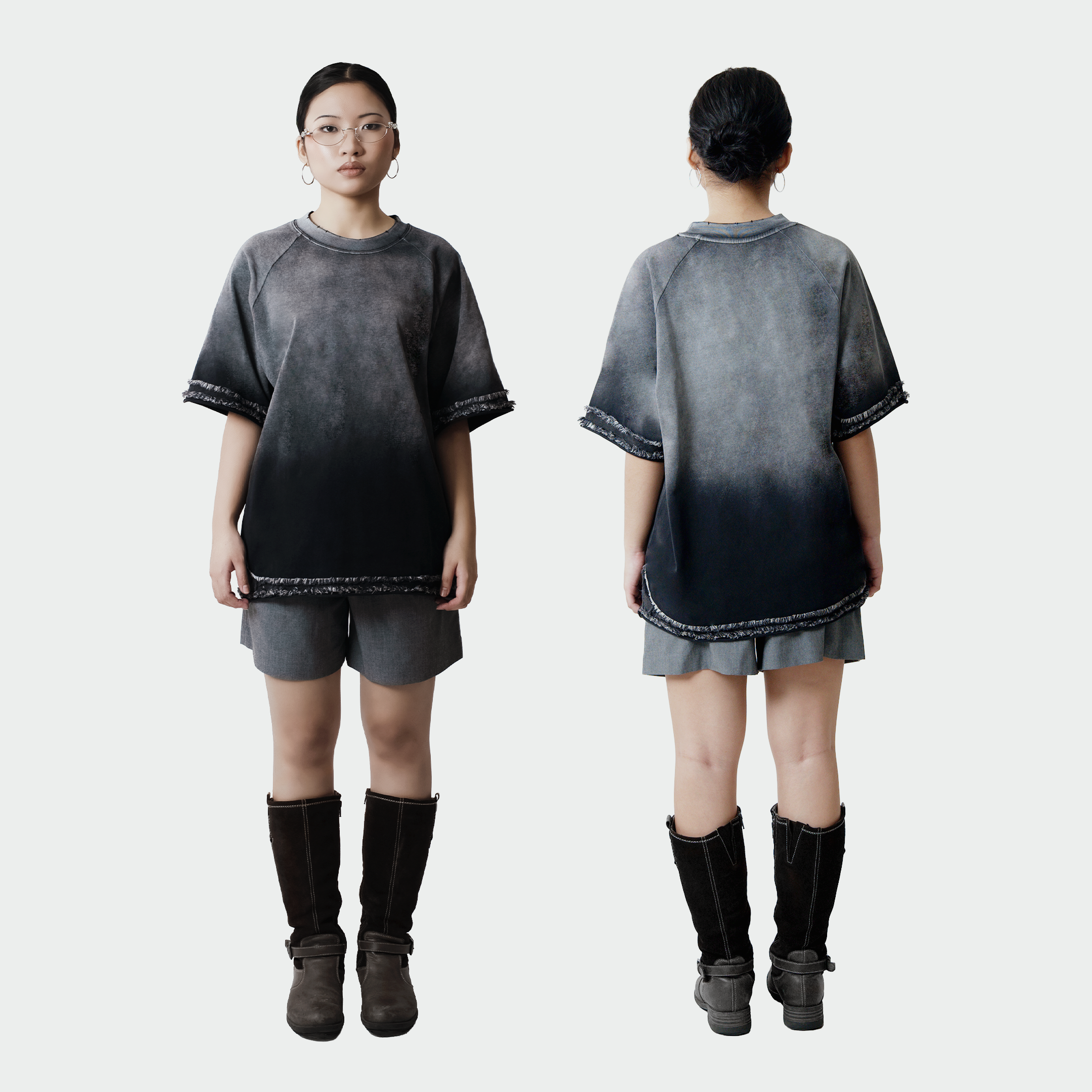 Oversized Distressed Tee in Ashfall
