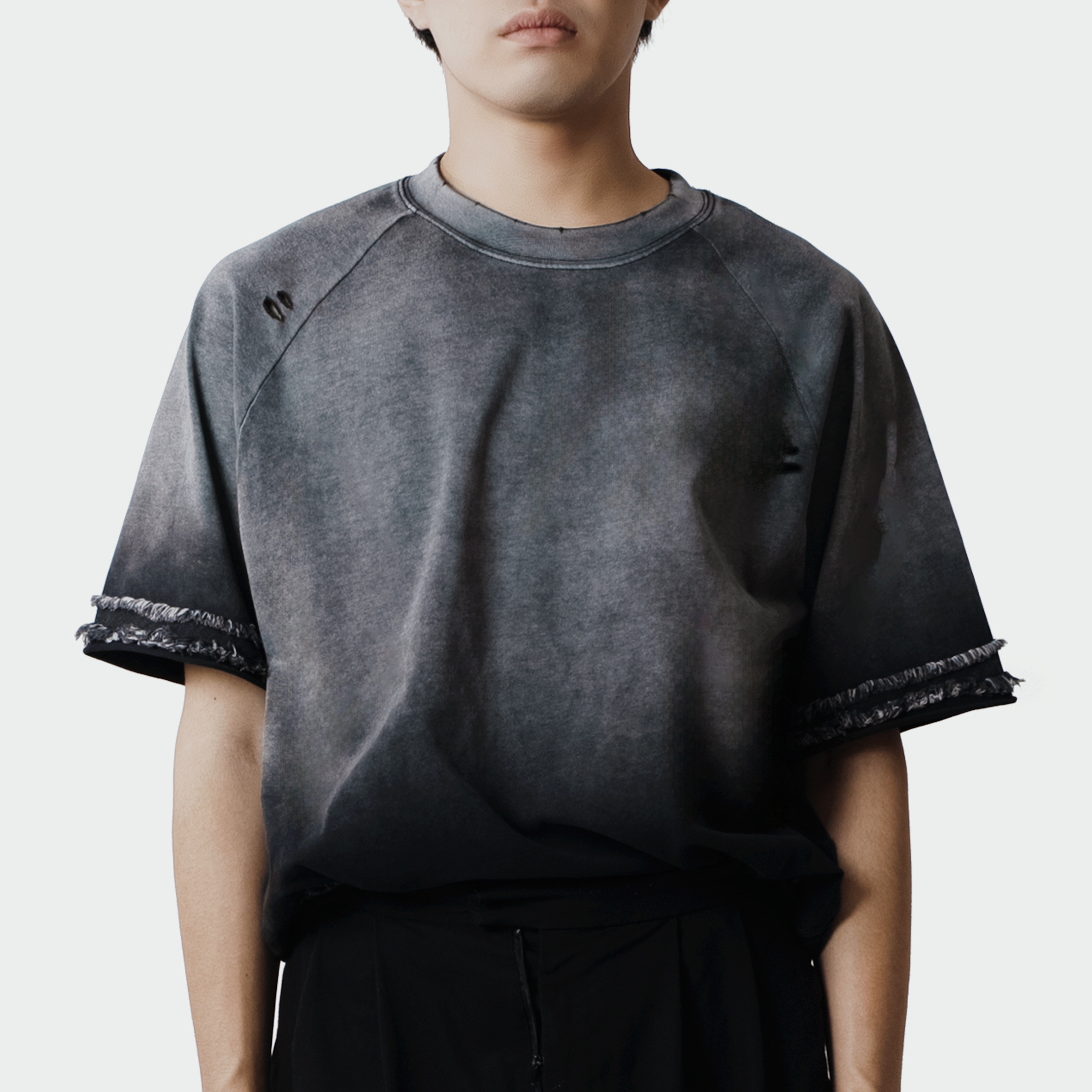 Oversized Distressed Tee in Ashfall