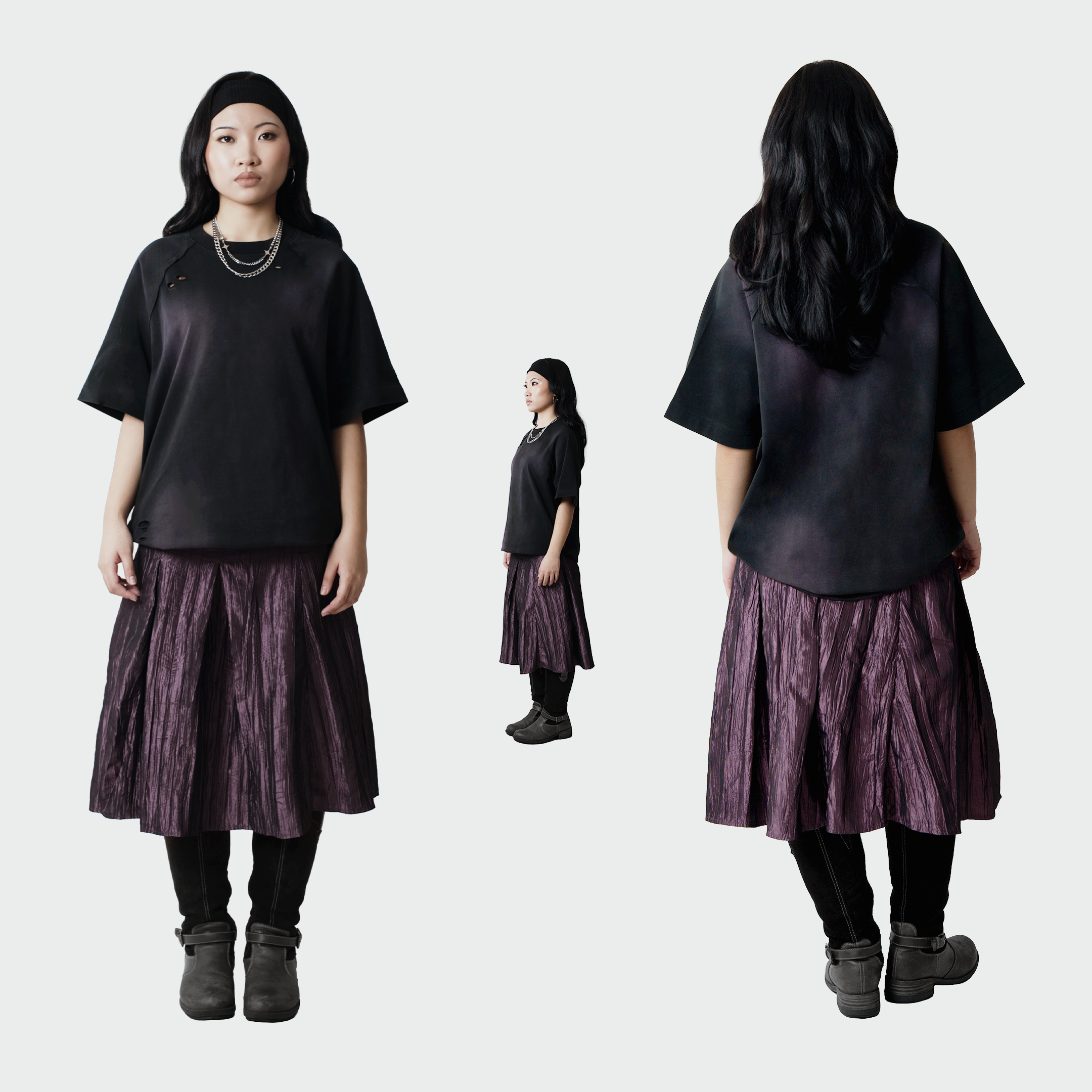 Oversized Distressed Tee in Charcoal