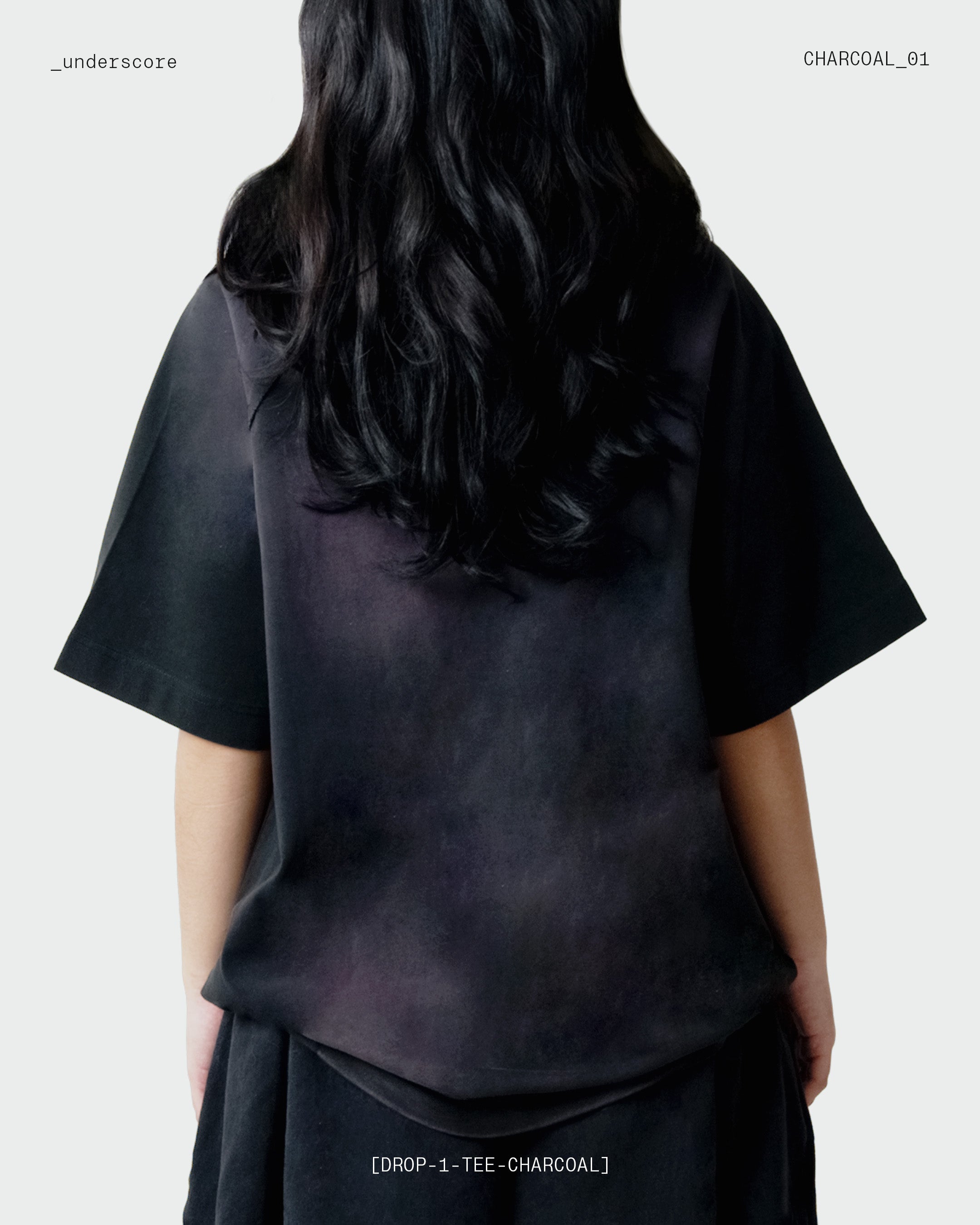 Oversized Distressed Tee in Charcoal