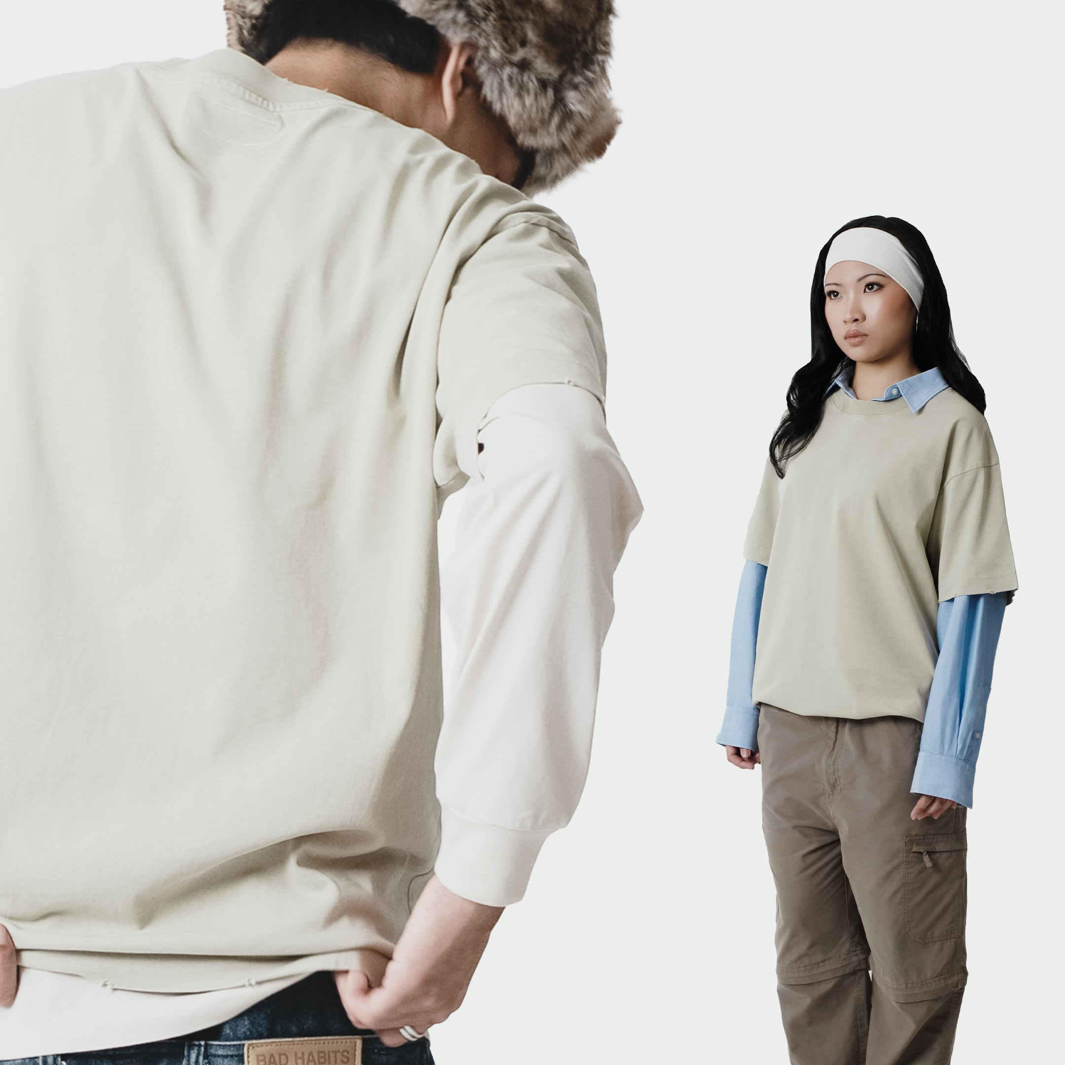 Oversized Distressed Tee in Limewash