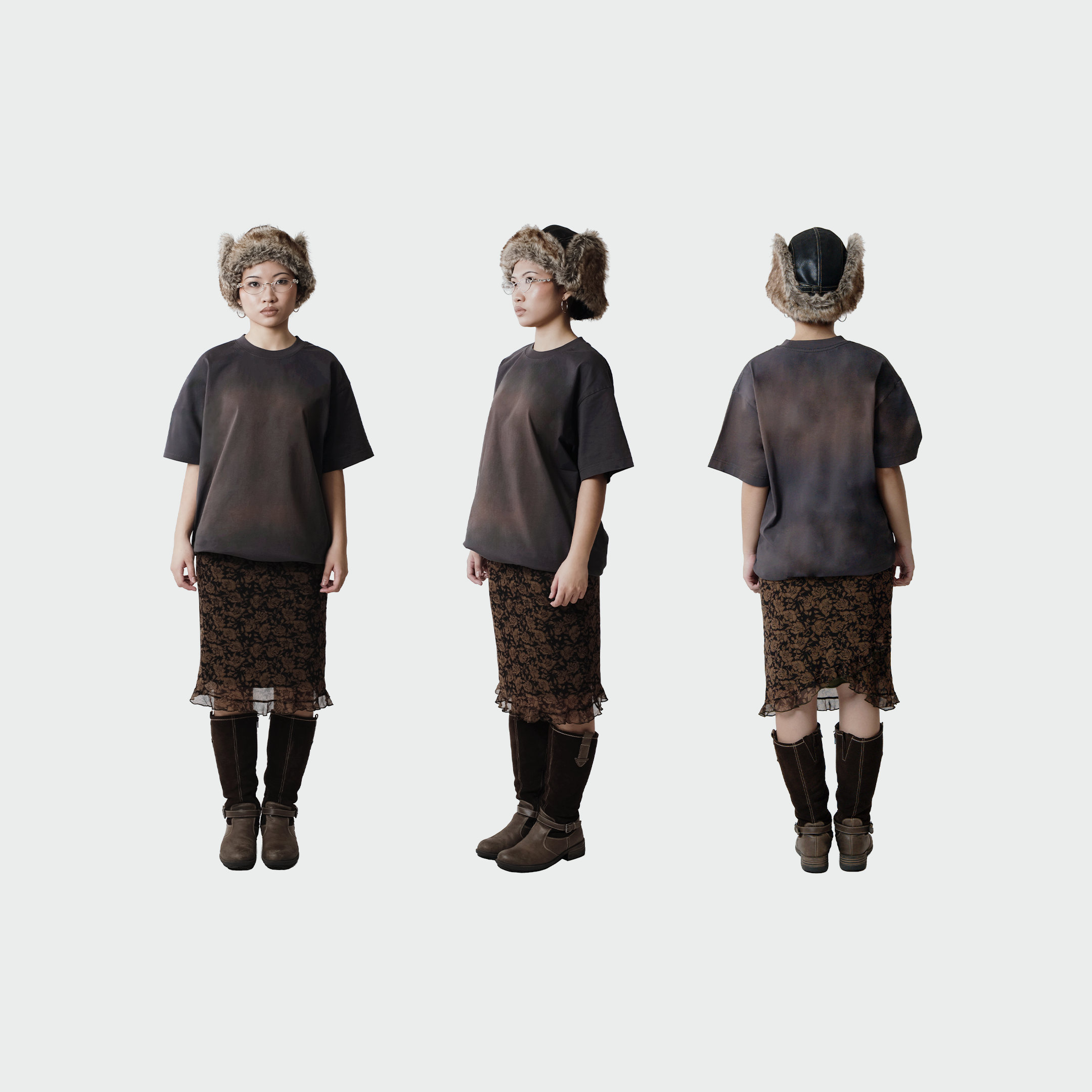 Oversized Boxy Tee in Mudwash